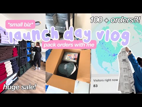 *SMALL BUSINESS* LAUNCH DAY VLOG | live view + packing 100+ orders?! [Video]