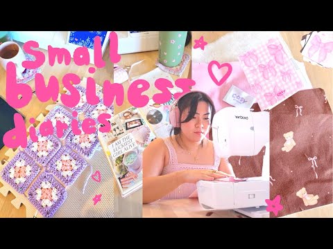 days in the life of a sewist & small business owner 🎀🪡 batch sewing, Cricut glass cups, crochet [Video]