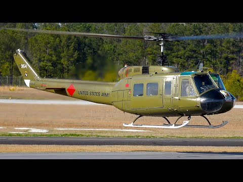 UH-1H Huey N354HF Comanchero : Training Flights ,Engine Startup, UP Close Takeoff, and more [Video]