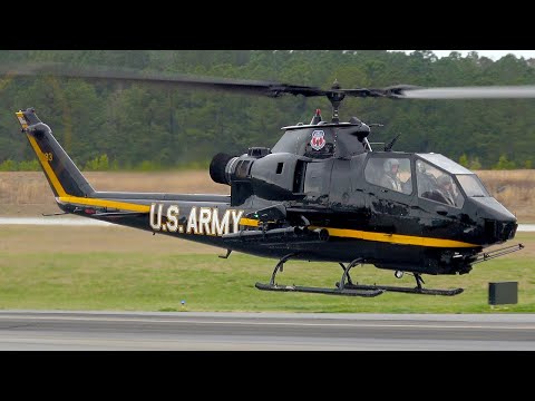AH-1F, UH-1H Huey Training Operations : Startup, Takeoff, Fly-Bys, and more [Video]