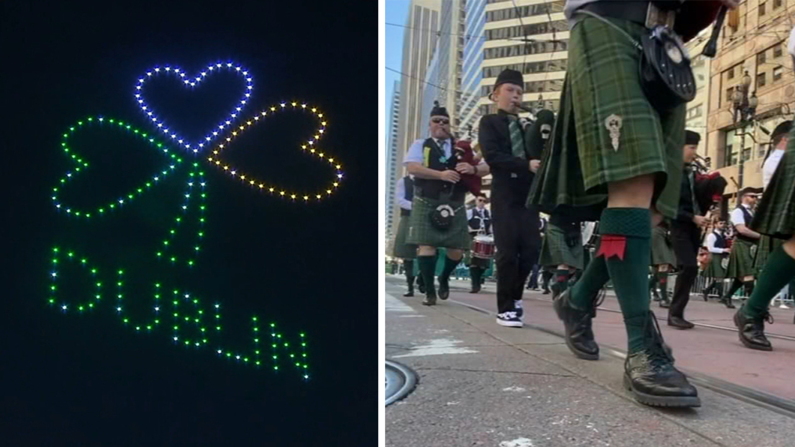 Bay Area kicks off St. Patrick’s Day festivities with 200-drone light show, annual parade; Dublin celebrates 40th anniversary [Video]