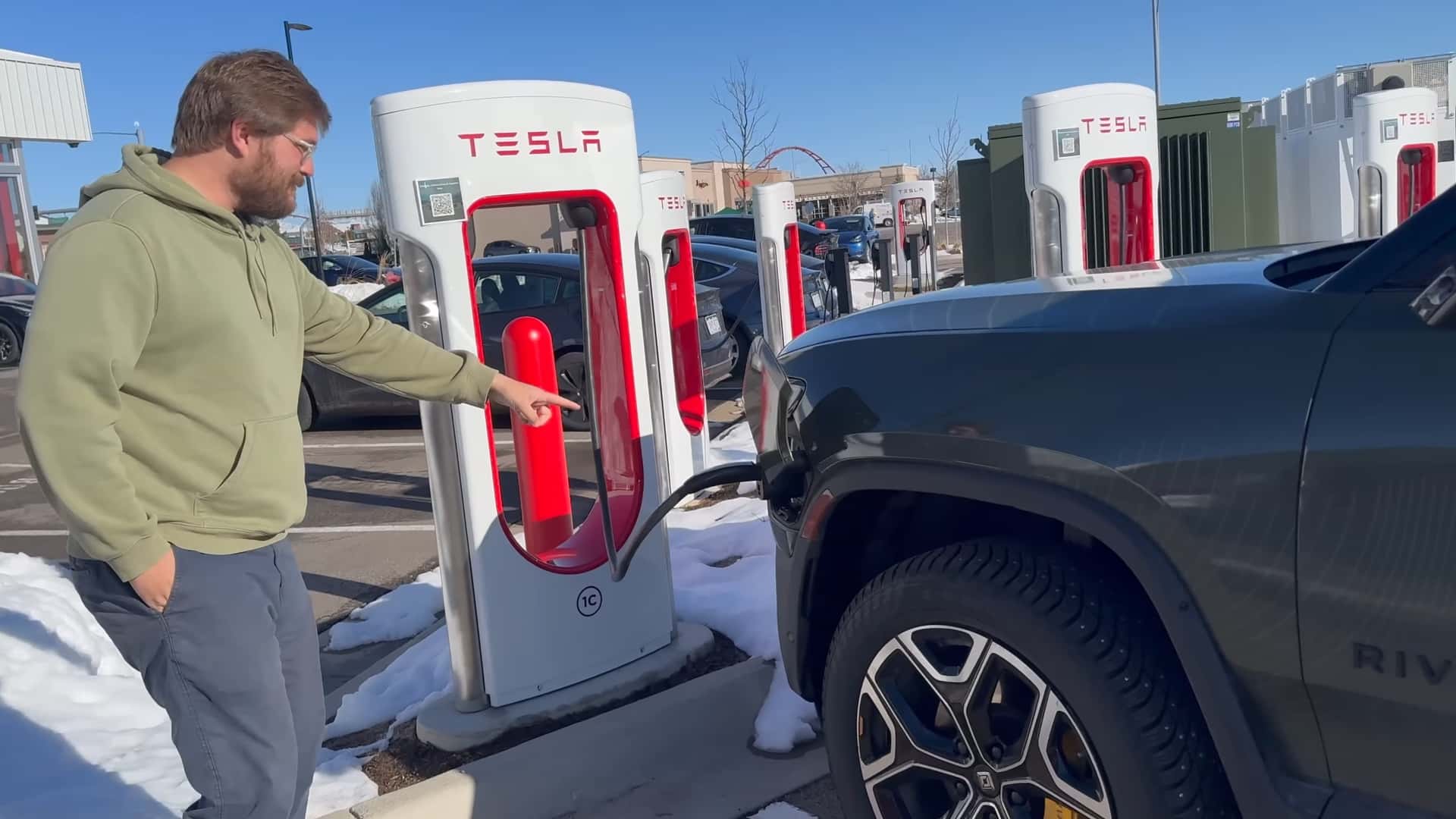 Watch How Easy It Is To Charge A Rivian R1T At A Tesla Supercharger [Video]