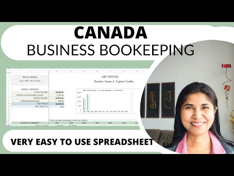 Canada Business Bookkeeping Spreadsheet 2 Sales Taxes GST PST QST Income Expense Profit Loss Tracker [Video]