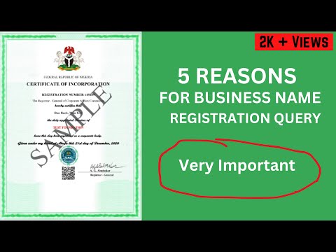 5 reasons for business name registration query [Video]