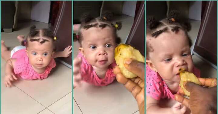 “Make Una No Born My Pikin o”: Reactions as Cute Baby Enjoys Garri and Soup in Video