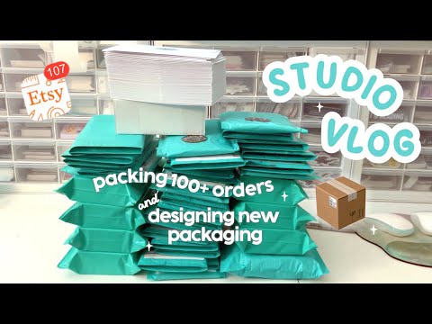 STUDIO VLOG 🌷 Packing 100+ orders for my bookish small business 📦✨ Designing packaging💡#studiovlog [Video]