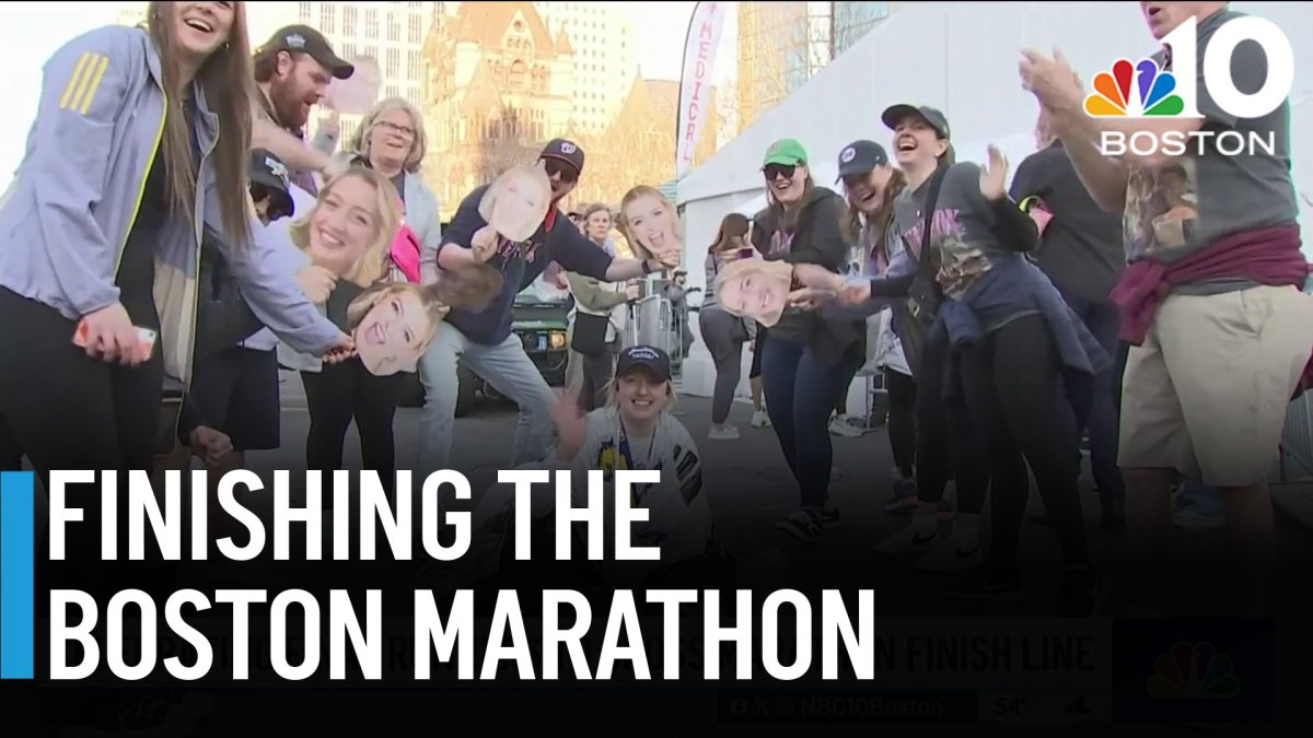 Runners celebrate after finishing the Boston Marathon  NBC Boston [Video]