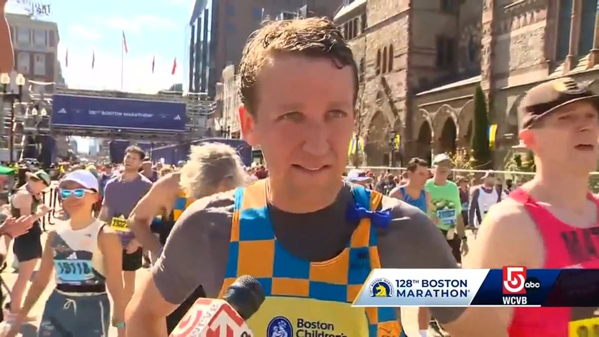 Father of three kids strangled by their mom gives emotional tribute to them as he crosses Boston Marathon finish line: ‘They had short lives – but they had good lives’ [Video]