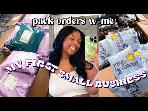 SMALL BUSINESS VLOG: PACKING ORDERS FOR MY FIRST CLOTHING BRAND LAUNCH (40+ ORDERS!! ) [Video]