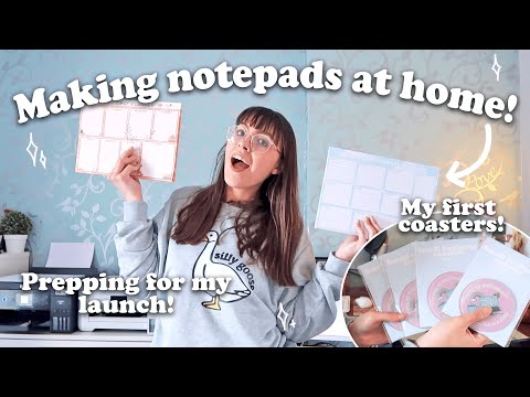Prepping for my small business launch & making notepads at home!✨🌺 Growing a small business. [Video]