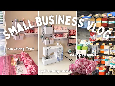 SMALL BUSINESS VLOG: I Bought a Sewing Machine, First time making Scrunchies, New Sewing Tools [Video]
