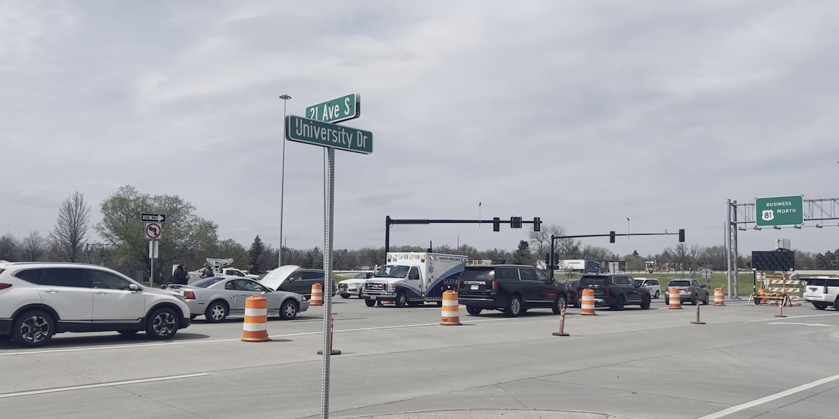 Lane closure on University Drive South near I-94 [Video]