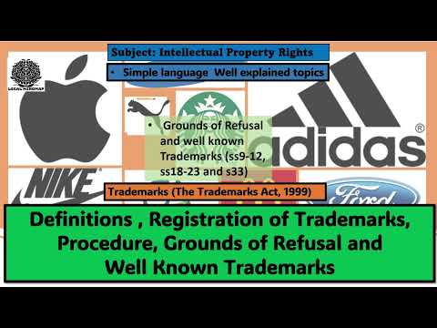 Registration of Trademarks, Procedure, Grounds of Refusal and Well Known Trademarks (part 2) [Video]