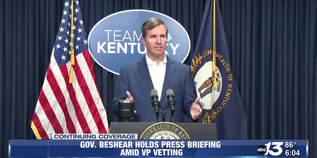 Governor Beshear holds press briefing amid VP vetting [Video]