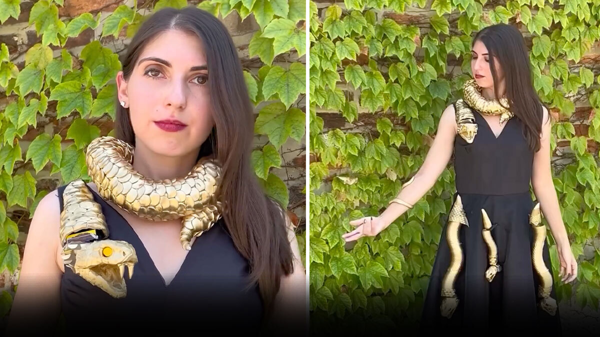 Google Techie Builds Worlds First AI Dress Featuring Face Detecting Snakes Medusa [Video]