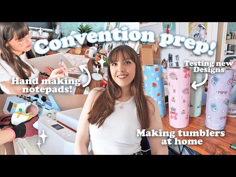 Prepping for my 2nd convention as a small business!! 🌺✨Sublimating tumblers & Hand making notepads [Video]