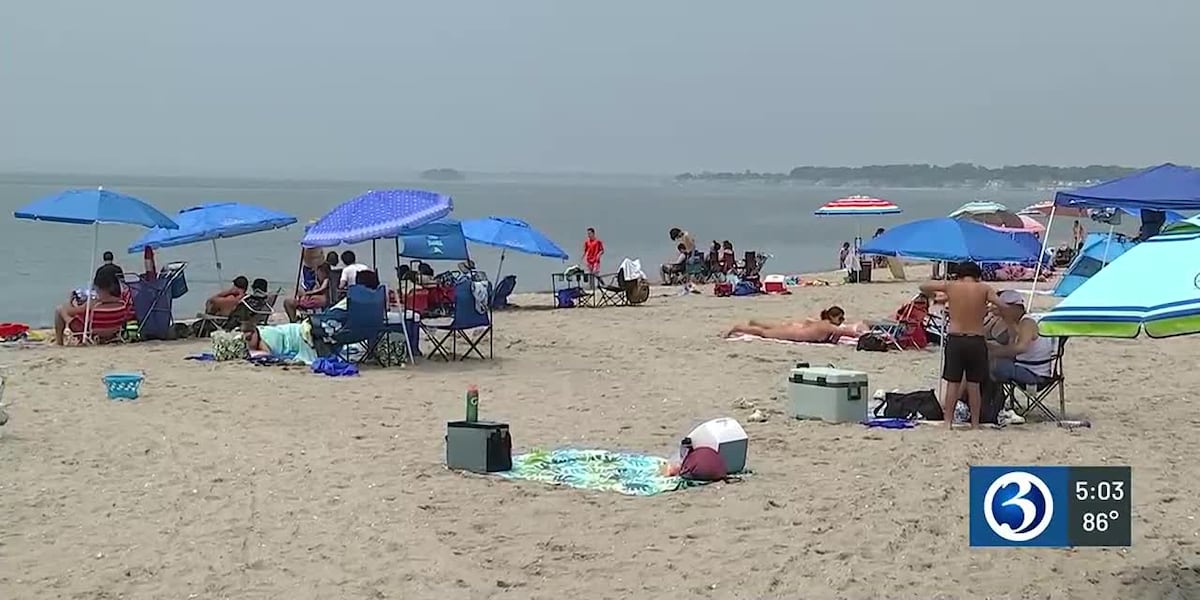 Beachgoers at Hammonasset State Park not deterred by gloomy start to day [Video]