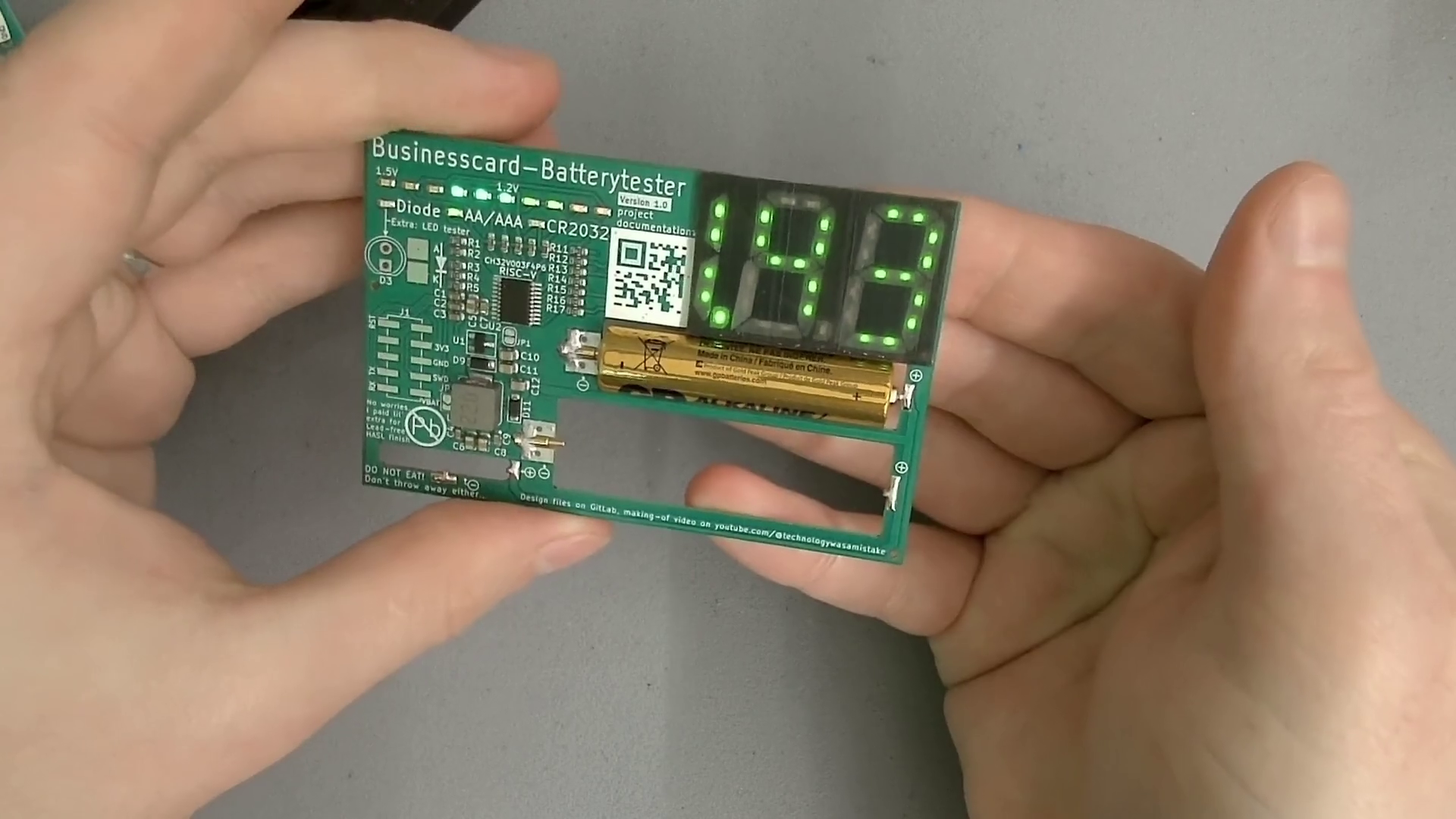 2024 Business Card Challenge: A Battery Tester With Blinkenlights [Video]