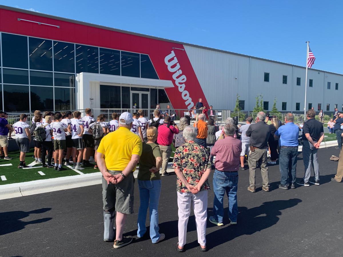 Gritty, tough, resilient; Wilson hosts ribbon-cutting ceremony for new football factory [Video]