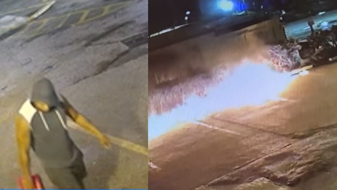 Surveillance video shows guy setting Houston bar on fire