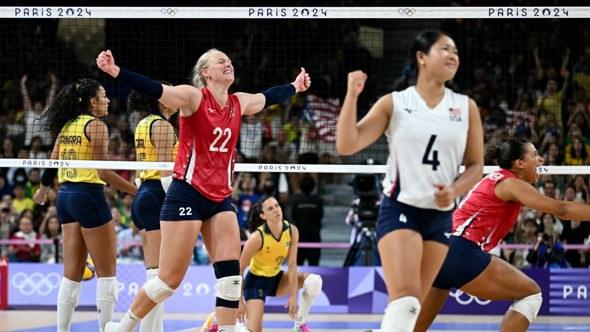 US womens volleyball beats Brazil, to compete for gold at Olympics  NBC Chicago [Video]