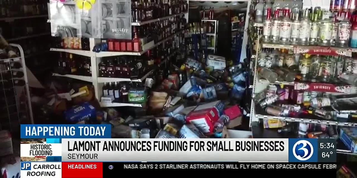 Lamont to announce help for flooded businesses. [Video]