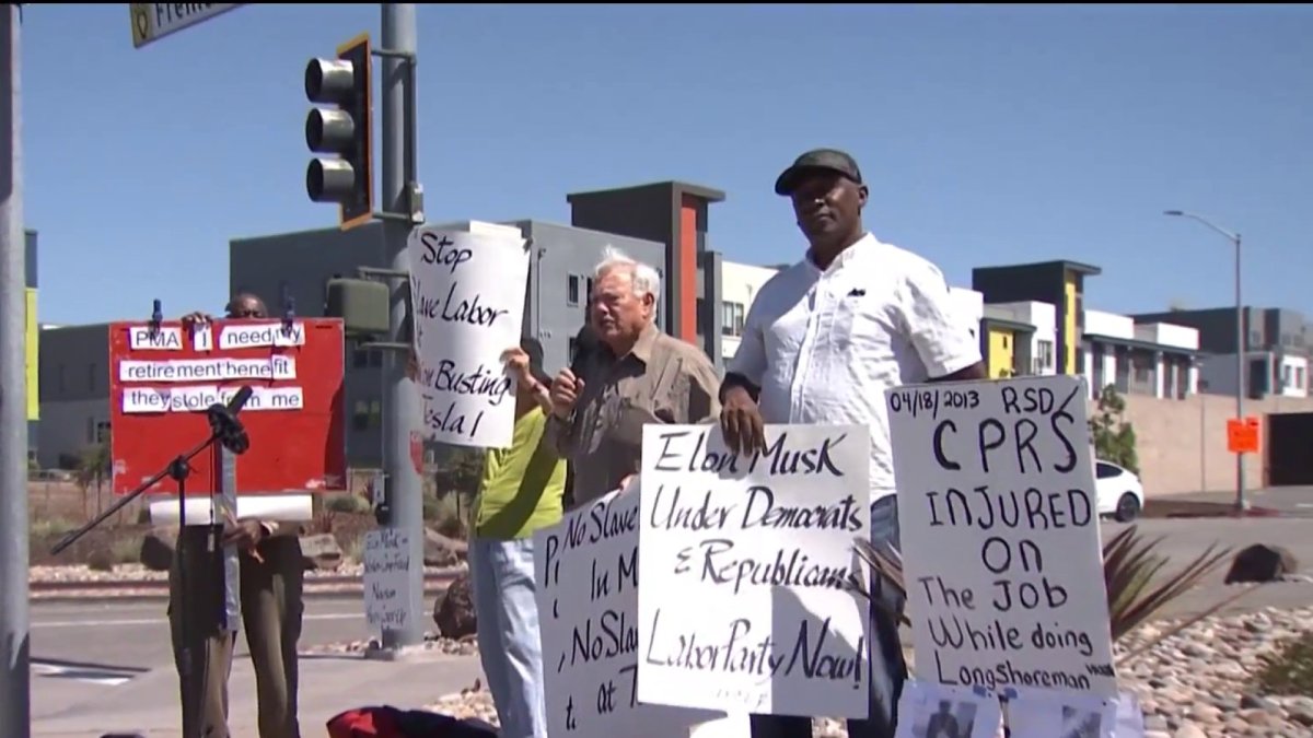 Protesters call out Tesla for being only American car company not represented by union  NBC Bay Area [Video]