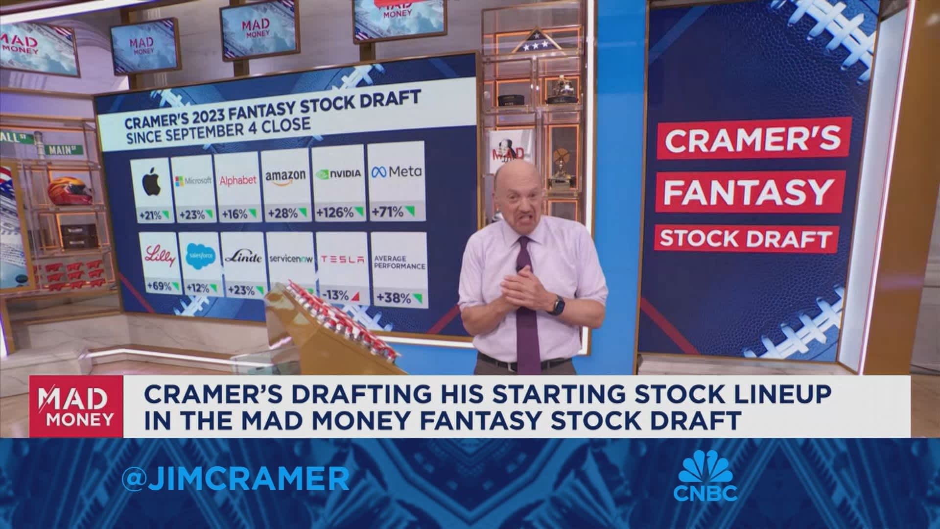 Cramer drafts his starting stock lineup in his fantasy stock portfolio [Video]