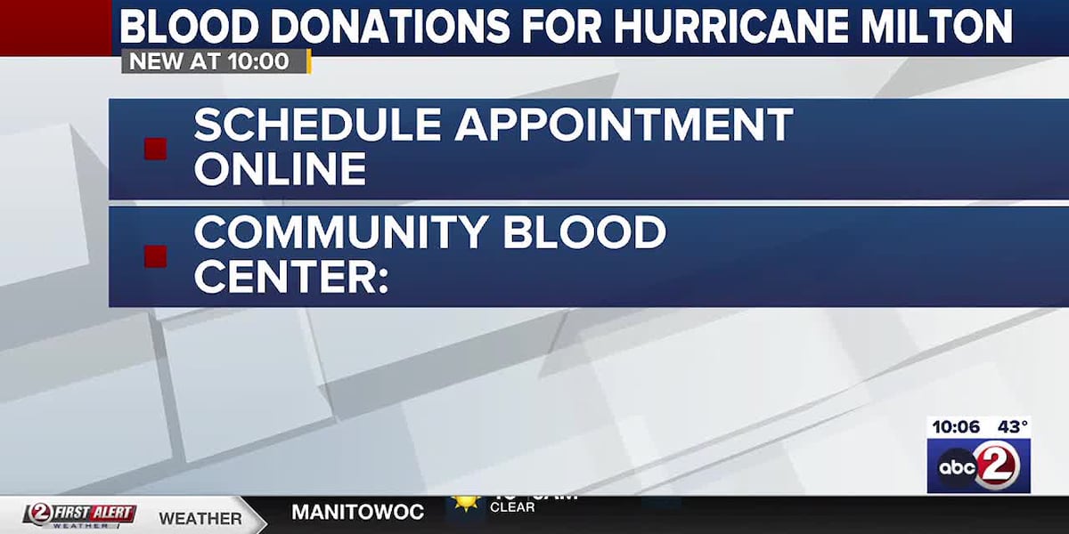 Community Blood Center asks for blood donations amid Hurricane Miltons arrival [Video]