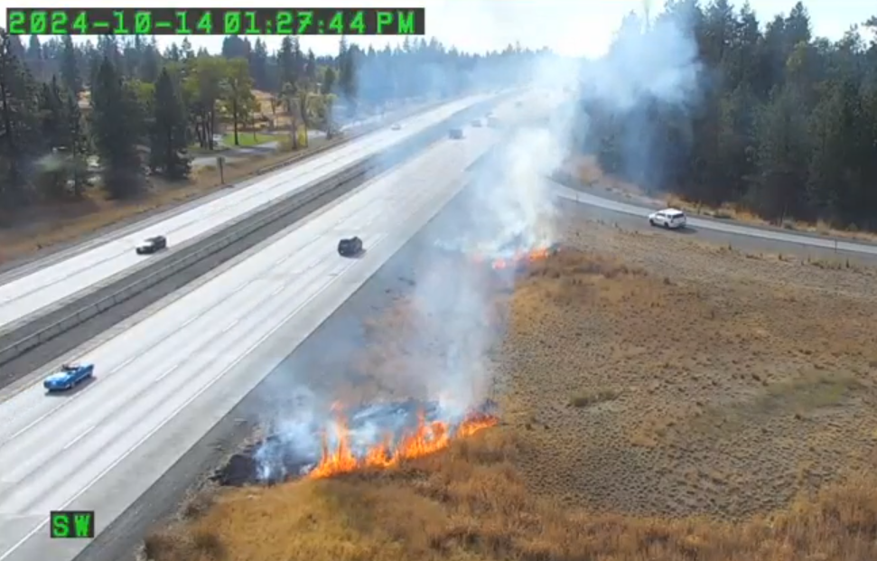 Brush fire burns alongside I-90 near Spokane airport [Video]