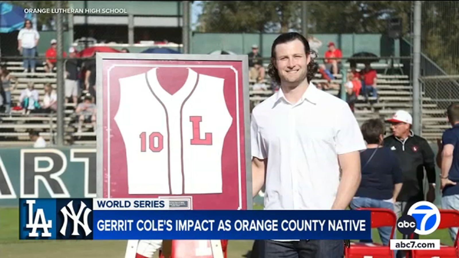 Gerrit Cole, starting pitcher for the Yankees in World Series Game 5, has fans at his alma mater in Orange County [Video]