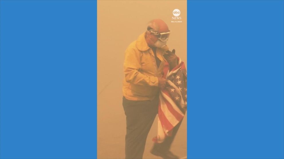 Video Firefighter saves American flag from California wildfire [Video]