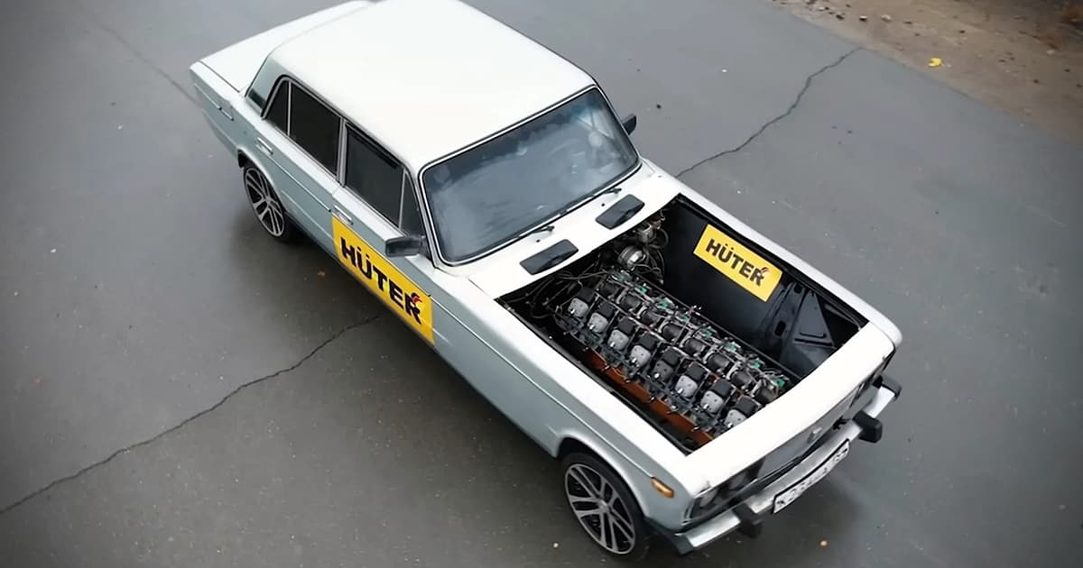 V16 Lada is powered by chainsaw engines [Video]