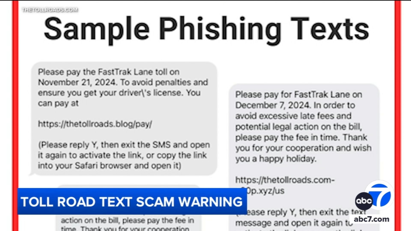 The Toll Roads scam text message: Officials warn consumers about phishing scam [Video]