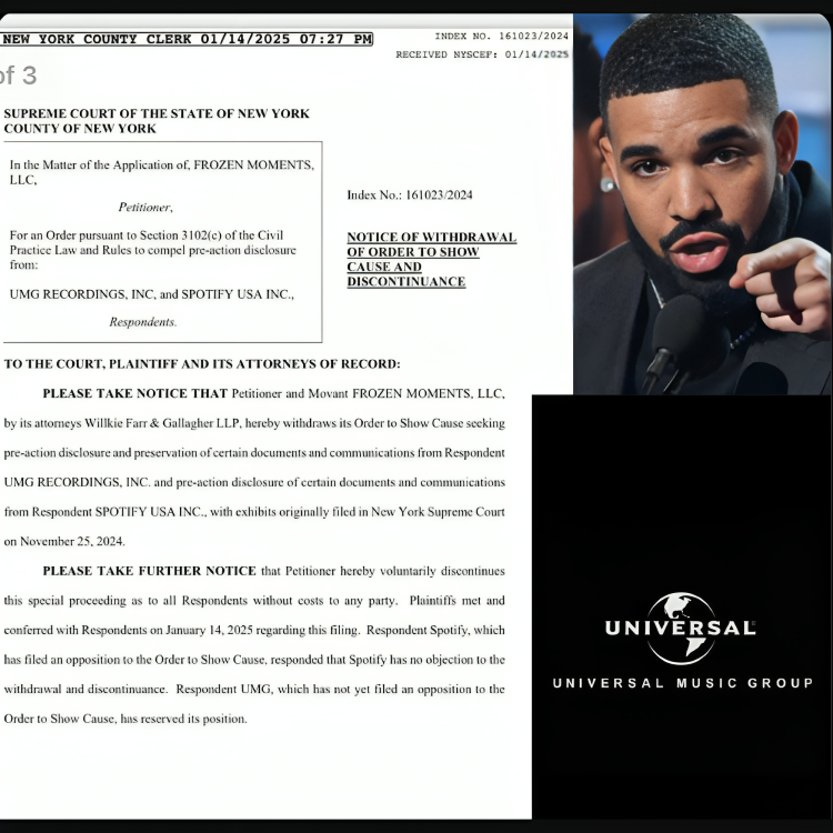 Drake Drops Legal Action Against Spotify and UMG After Today