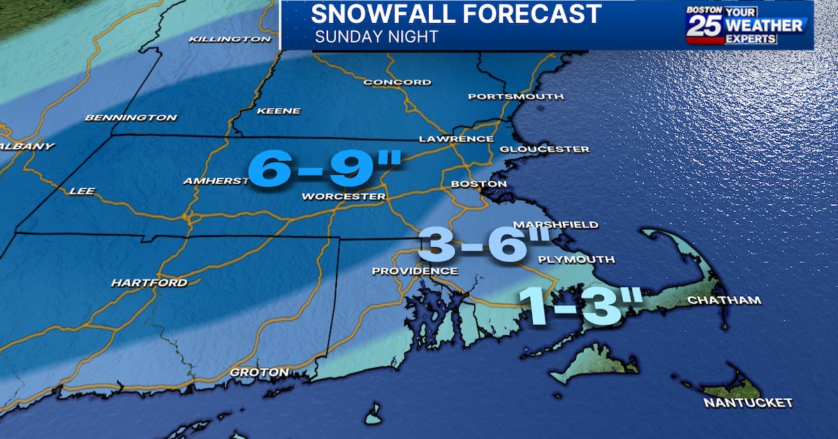 Winter storm expected to bring up to 9 inches of snow to parts of Mass. starting Sunday afternoon  Boston 25 News [Video]